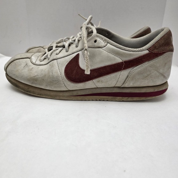 Vintage Nike Cortez Leather/Suede Running Shoes Men's 9 White Red Swoosh 2007 - Picture 1 of 15